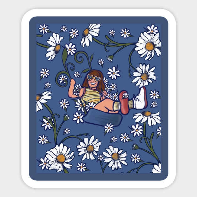 Swinging with Daisies Sticker by bubbsnugg